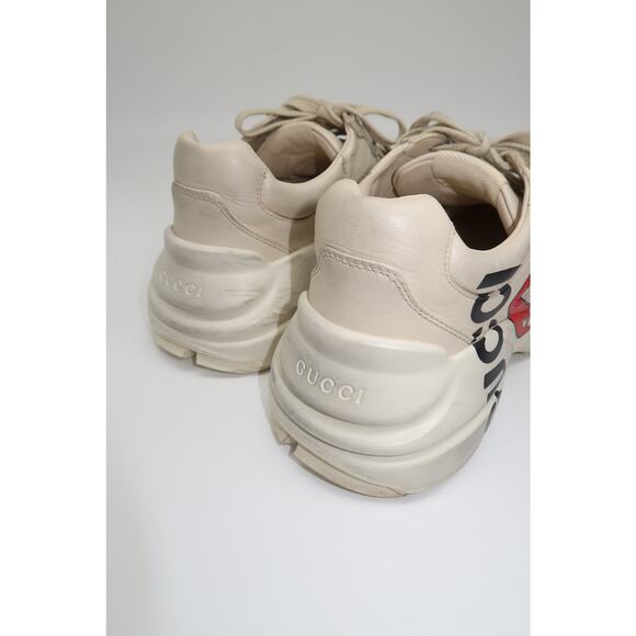 Gucci Leather Rhyton Mouth Print Lace-Up Low Top Sneakers Ivory Size 5.5 - Picture 8 of 16